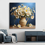 Tableaux Marguerites dans un élégant vase en céramique.