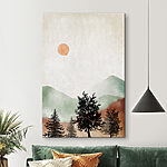 Tableaux Lever de soleil sur un paysage de montagne paisible.