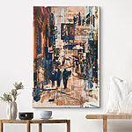 Tableaux Paysage urbain abstrait aux couleurs chaudes.