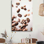 Tableaux Grains de café flottants en mouvement.