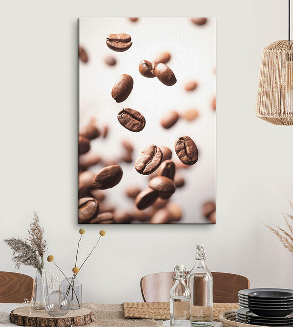 Grains de café flottants en mouvement Tableaux Grains de café flottants en mouvement