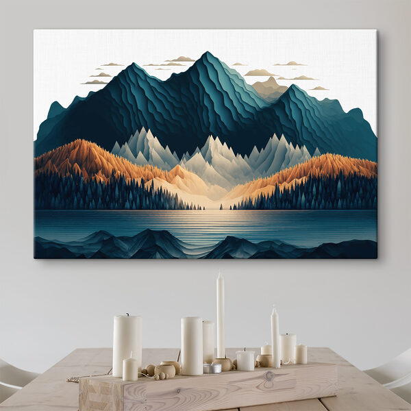Chaîne de montagnes avec arbres et nuages Tableaux Chaîne de montagnes avec arbres et nuages