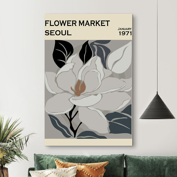 Fleur blanche avec des feuilles noires Tableaux Fleur blanche avec des feuilles noires