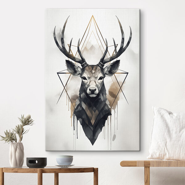 Cerf géométrique et dessin linéaire Tableaux Cerf géométrique et dessin linéaire