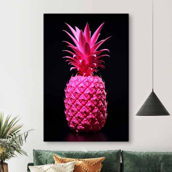 Ananas rose vif sur fond noir Tableaux Ananas rose vif sur fond noir