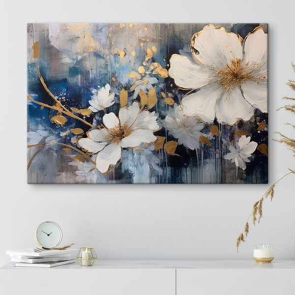 Elégance florale en bleu et blanc Tableaux Elégance florale en bleu et blanc