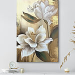 Tableaux Illustration de fleurs blanches avec des feuilles vertes.