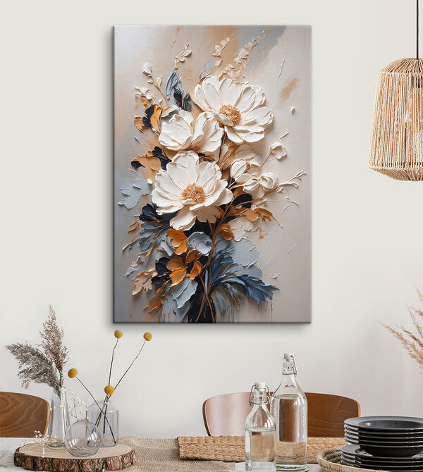 Art floral texturé dans des tons neutres Tableaux Art floral texturé dans des tons neutres