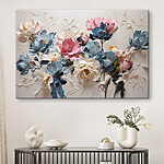 Tableaux Fleurs pastel sur toile texturée