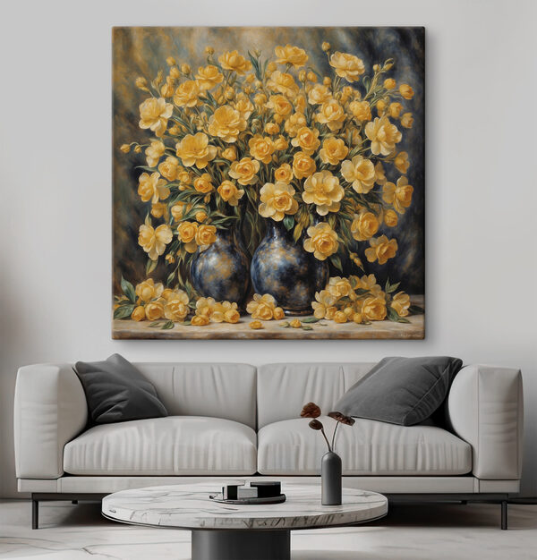 Arrangement de roses jaunes dans des vases artistiques Tableaux Arrangement de roses jaunes dans des vases artistiques