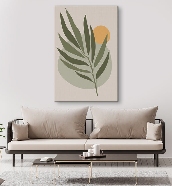 Cercle jaune et feuilles vertes Tableaux Cercle jaune et feuilles vertes
