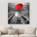Tableaux Personne tenant un parapluie rouge