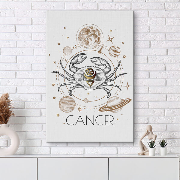 Signe du zodiaque du cancer avec les planètes et les étoiles Tableaux Signe du zodiaque du cancer avec les planètes et les étoiles