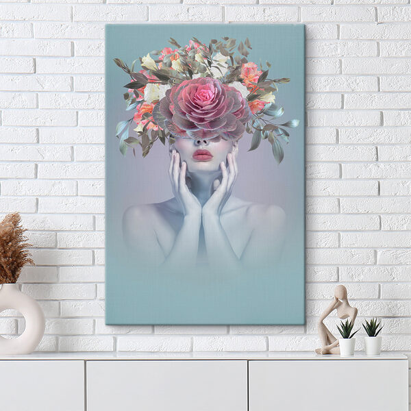 Femme avec des fleurs sur la tête Tableaux Femme avec des fleurs sur la tête