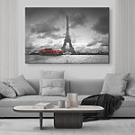 Tableaux Voiture rouge à côté d'une tour