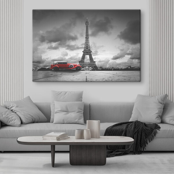Voiture rouge à côté d'une tour Tableaux Voiture rouge à côté d'une tour