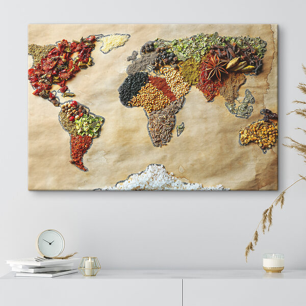 Carte du monde en épices Tableaux Carte du monde en épices