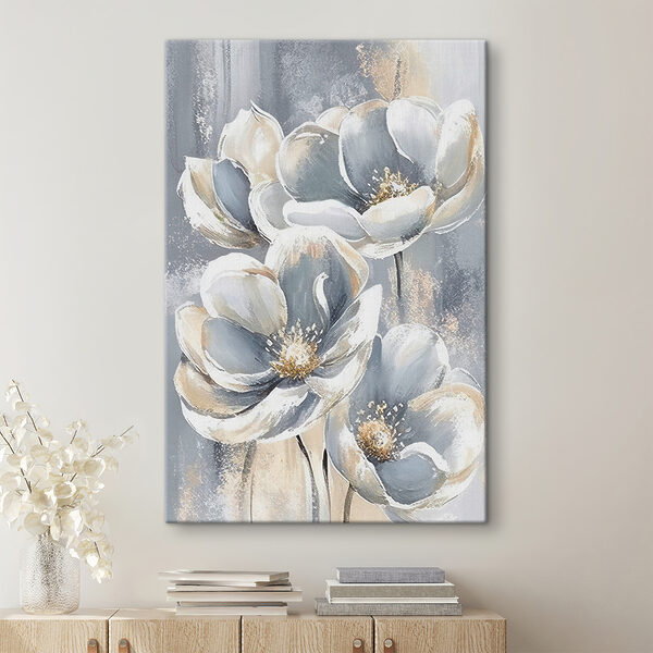 Peinture de fleurs sur fond gris Tableaux Peinture de fleurs sur fond gris