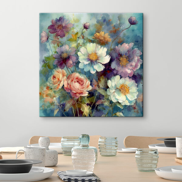 Fleurs vives en harmonie avec l'aquarelle Tableaux Fleurs vives en harmonie avec l'aquarelle