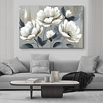 Tableaux Fleurs douces sur fond de couleur sourde.