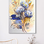 Tableaux Art floral abstrait dans les tons bleus