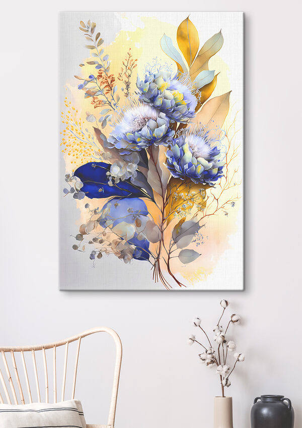 Art floral abstrait dans les tons bleus Tableaux Art floral abstrait dans les tons bleus