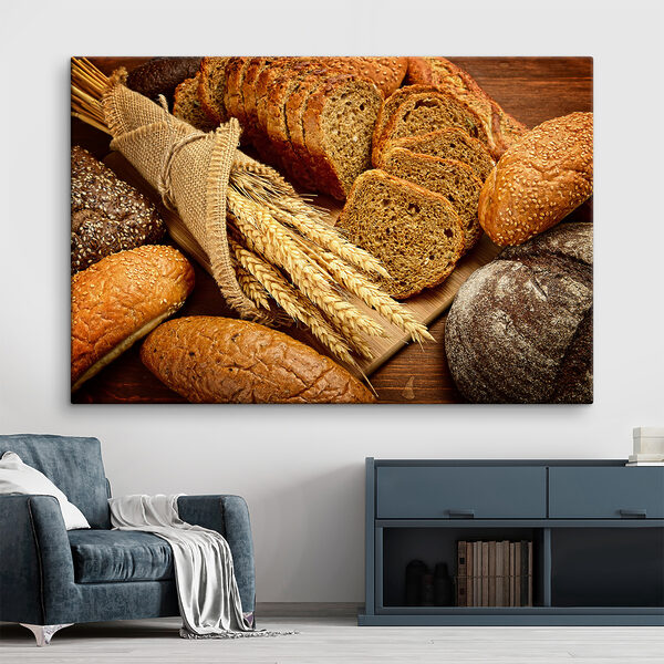 Pains assortis avec des tiges de blé Tableaux Pains assortis avec des tiges de blé