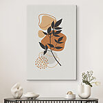 Tableaux Feuilles noires sur fond brun et blanc