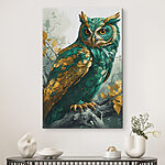 Tableaux Hibou coloré perché sur une branche.