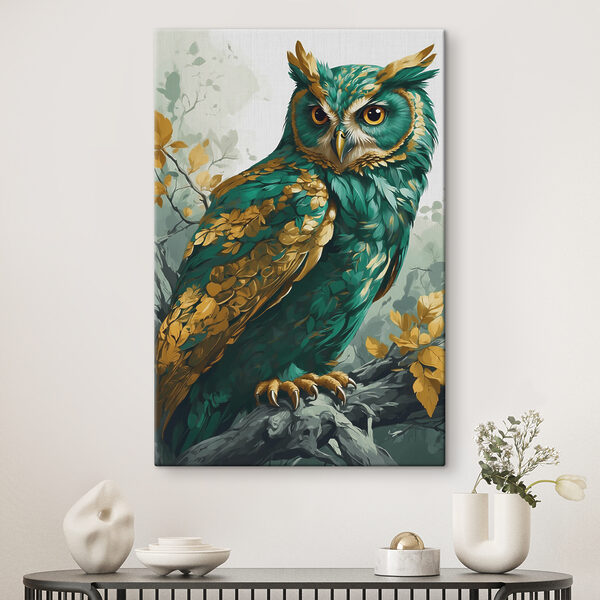 Hibou coloré perché sur une branche Tableaux Hibou coloré perché sur une branche