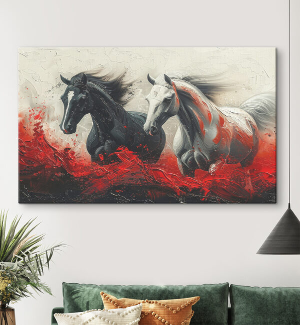 Des chevaux galopant à travers des couleurs vibrantes Tableaux Des chevaux galopant à travers des couleurs vibrantes