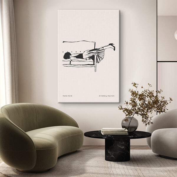 Dessin d'une femme allongée sur un lit Tableaux Dessin d'une femme allongée sur un lit