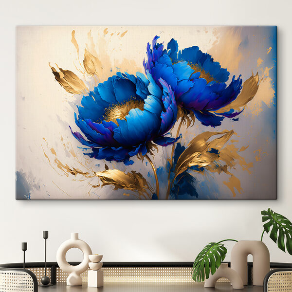 Fleurs bleues aux accents métalliques Tableaux Fleurs bleues aux accents métalliques