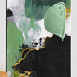 Tableaux Texture abstraite verte avec des traits superposés.