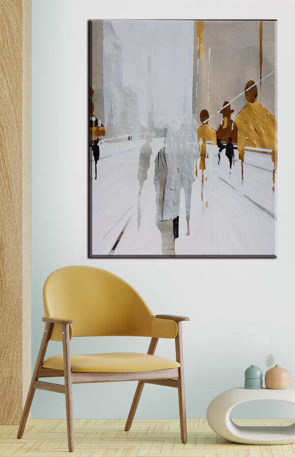 Des personnages abstraits marchent dans la brume urbaine Tableaux Des personnages abstraits marchent dans la brume urbaine