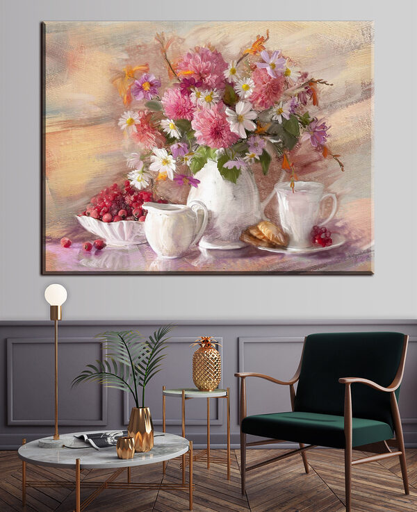 Les fleurs, le thé et les baies enchantent Tableaux Les fleurs, le thé et les baies enchantent