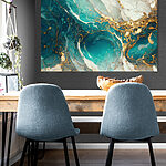 Tableaux Tourbillons turquoise avec veines ambrées
