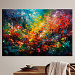 Tableaux Explosion de coups de pinceau abstraits et vibrants.