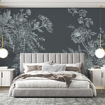 Papier peint Motif floral complexe sur fond sombre