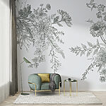 Papier peint Esquisse florale aux détails complexes.