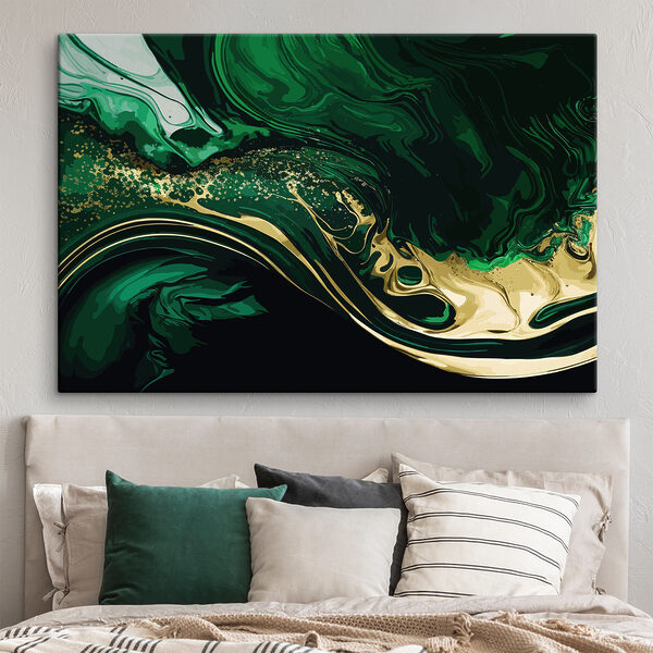 Tableaux Motif abstrait de tourbillons verts et noirs