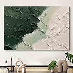 Tableaux Art abstrait texturé vert et blanc.