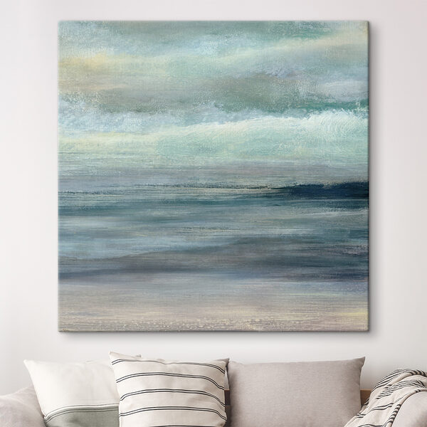 Paysage maritime brumeux avec de douces vagues Tableaux Paysage maritime brumeux avec de douces vagues