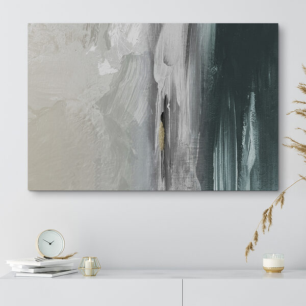 Coups de pinceau abstraits en blanc et sarcelle Tableaux Coups de pinceau abstraits en blanc et sarcelle