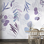 Papier peint Élégant motif botanique aux couleurs douces.