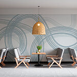 Papier peint Motif abstrait de lignes courbes se chevauchant.