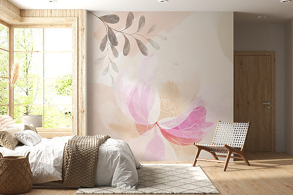 Aquarelle florale délicate avec des feuilles Papier peint Aquarelle florale délicate avec des feuilles