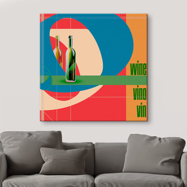 Bouteilles de vin colorées avec reflet Tableaux Bouteilles de vin colorées avec reflet