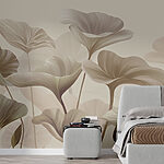 Papier peint Illustration florale abstraite aux teintes douces.