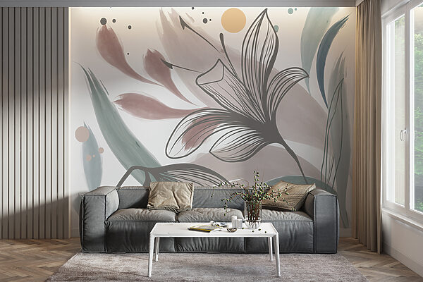 Élégance florale abstraite dans des tons pastel Papier peint Élégance florale abstraite dans des tons pastel